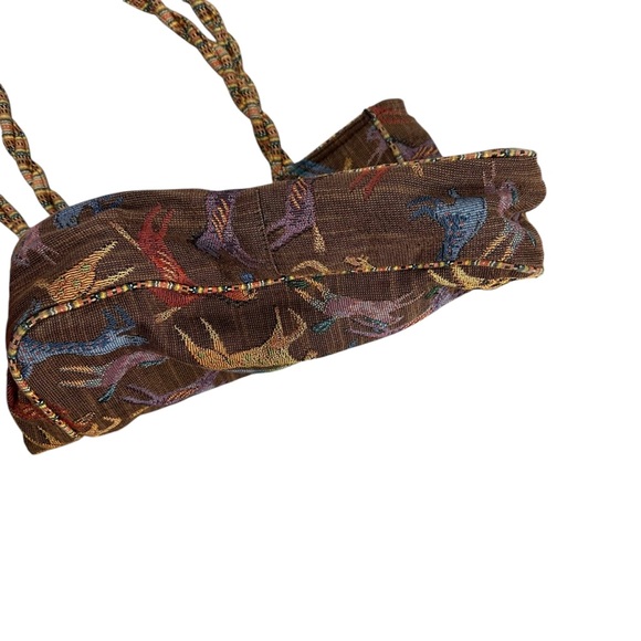 Laurel Burch embroidered canvas cotton iconic galloping horses shoulder bag - Picture 7 of 13